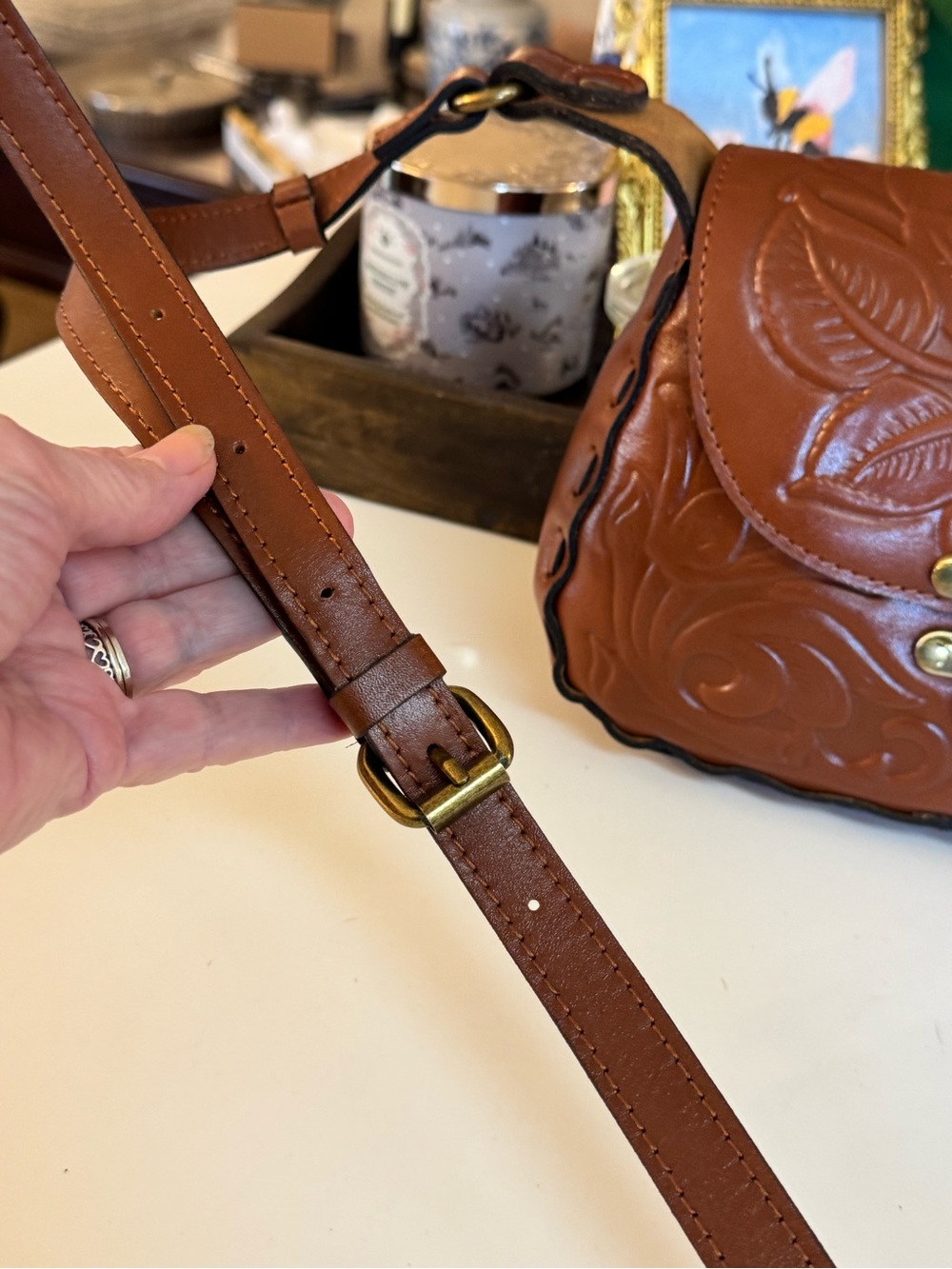 🤎 NWT PATRICA NASH LUCIA TAN ROSE TOOLED MICAELA BAG! 🤎🤎 - Picture 4 of 12